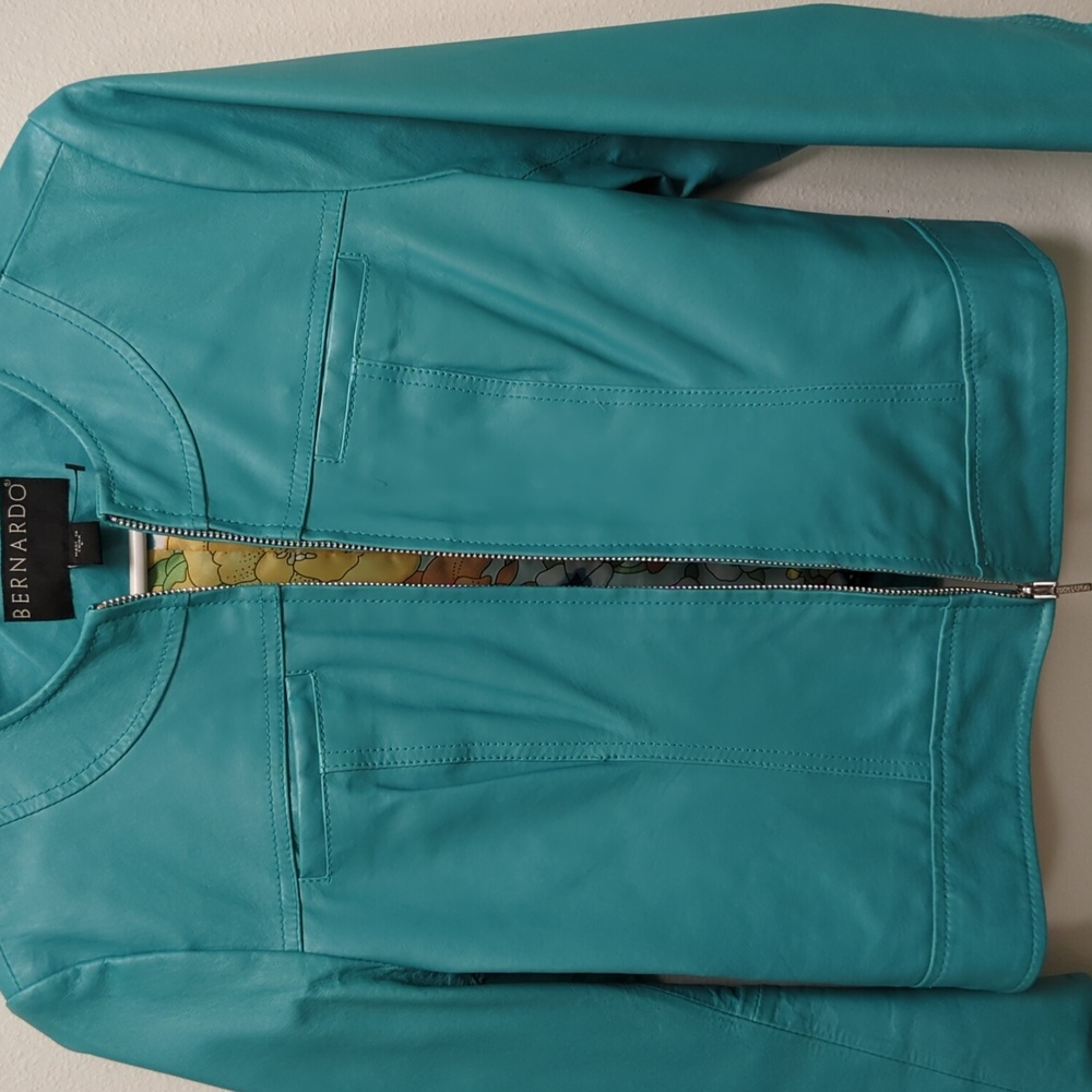 Bernado Electric Blue Leather Jacket - Silver Hardware - Cropped - Full Zip - S - Picture 11 of 15